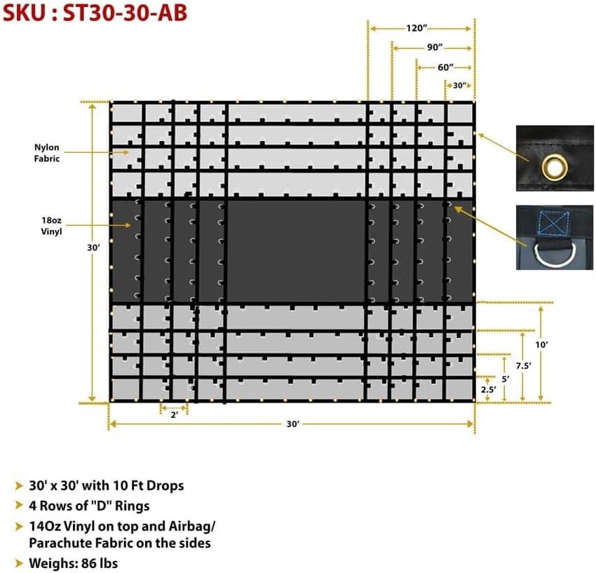 imageAirbagParachute Fabric Heavy Duty 14oz Machinery Tarp 30 x 30  Black1  Pack