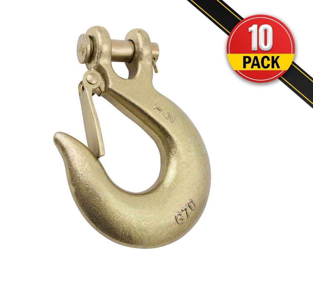 imageMytee Products 10 Pack 38quot Clevis Slip Hook  6600 LBS WLL Heavy Duty Grade 70 Tow Chain Hook for Truck Trailer Tie Down10  Pack