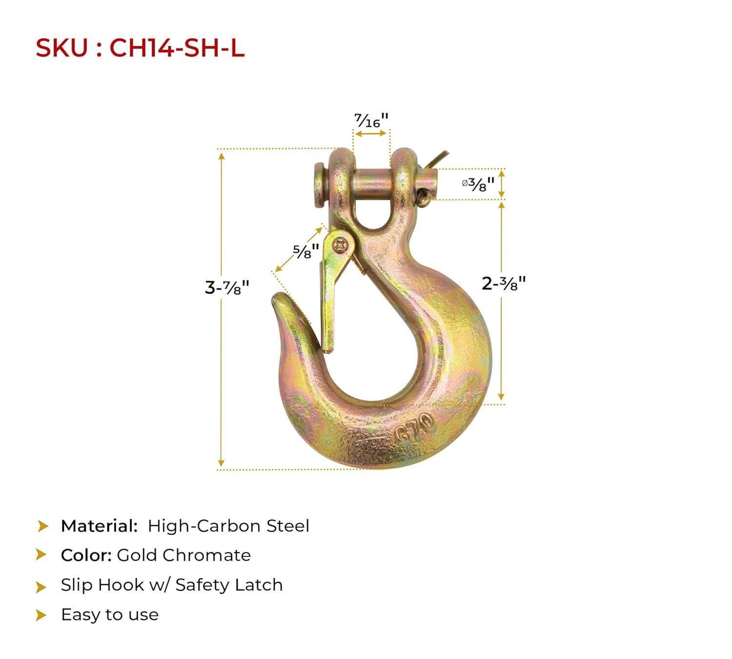 imageMytee Products 10 Pack 38quot Clevis Slip Hook  6600 LBS WLL Heavy Duty Grade 70 Tow Chain Hook for Truck Trailer Tie Down4  Pack