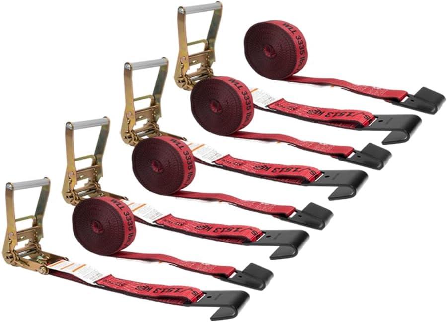 imageMytee Products 10 Pack Kinedyne Ratchet Straps with Flat Hooks 2quot x 30 Ratchet Straps Yellow  10000 Lbs Breaking Strength  TieDown Ratchet Straps for Flatbed Truck Trailers PickupRed