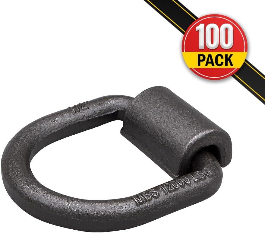 imageMytee Products 12 Pack 12quot Heavy Duty WeldOn Forged D Ring 12000 Lbs100  Pack
