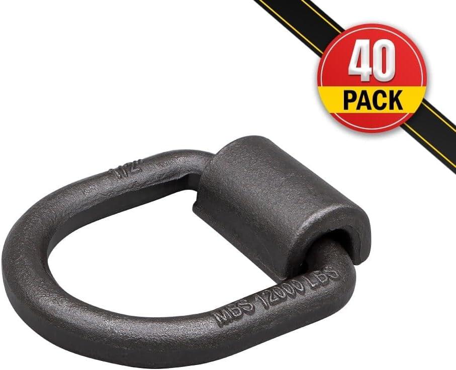 imageMytee Products 12 Pack 12quot Heavy Duty WeldOn Forged D Ring 12000 Lbs40  Pack