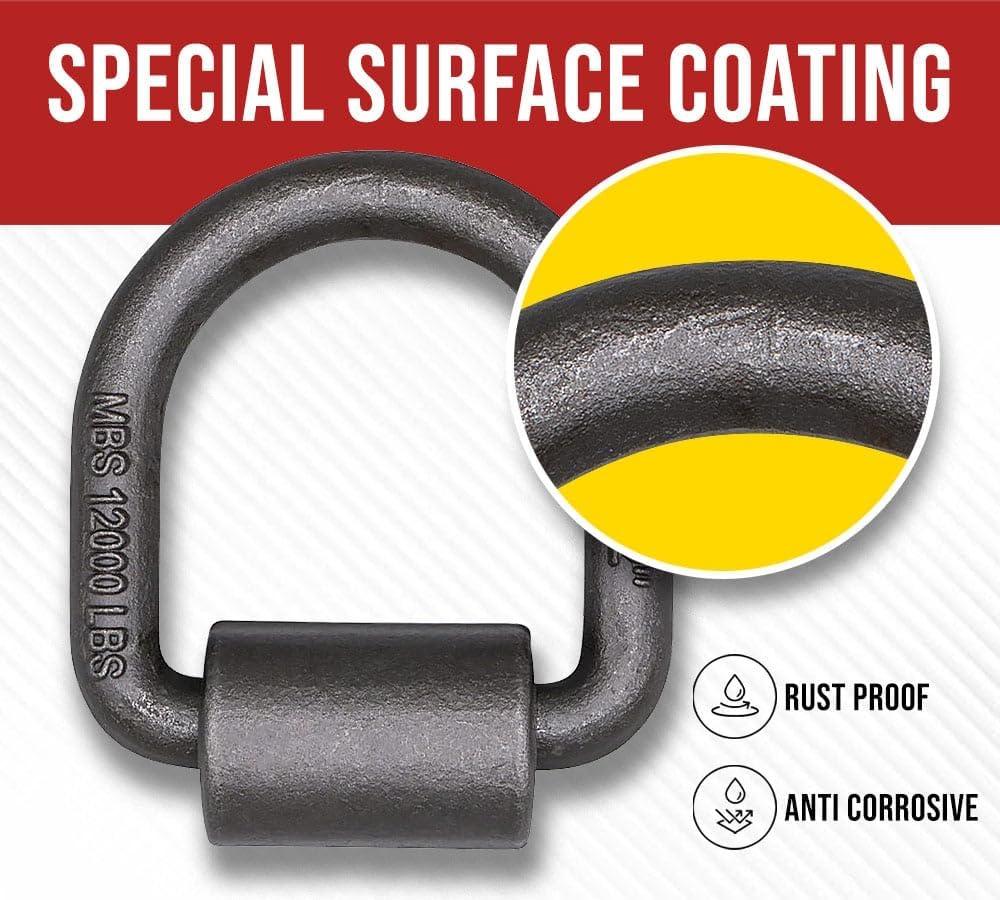 imageMytee Products 12 Pack 12quot Heavy Duty WeldOn Forged D Ring 12000 Lbs8  Pack