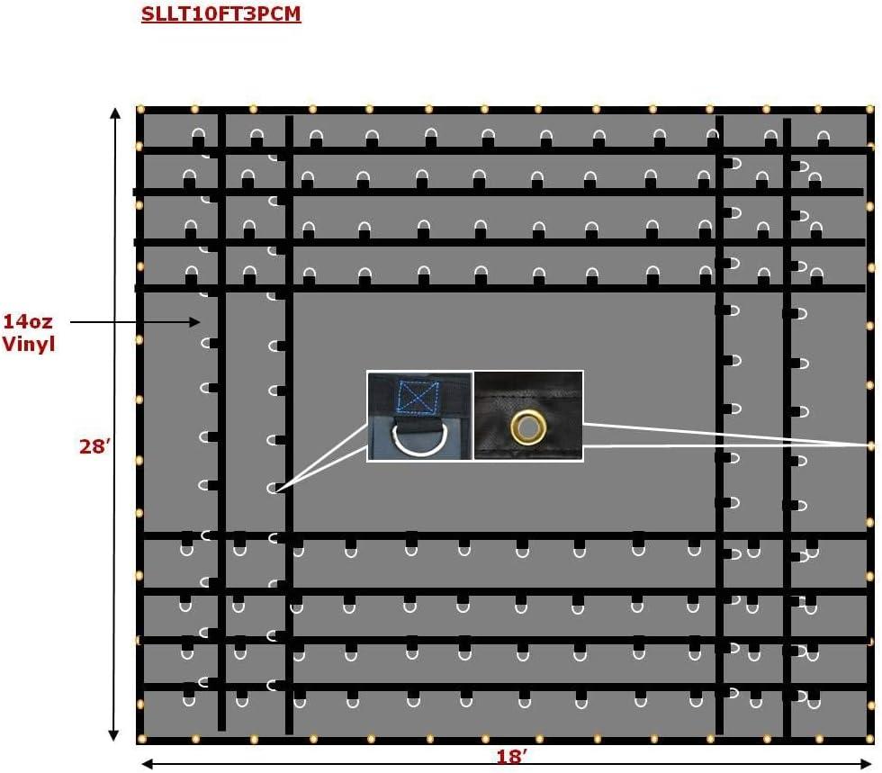 imageMytee Products 16 x 18 Flatbed Trailer 14 Oz Lightweight Steel Tarp with 4 FT Drop  Heavy Duty Black Vinyl Waterproof Tarp for TruckTrailers to Protect Cargo from Wind Rain Snow and SunBlack