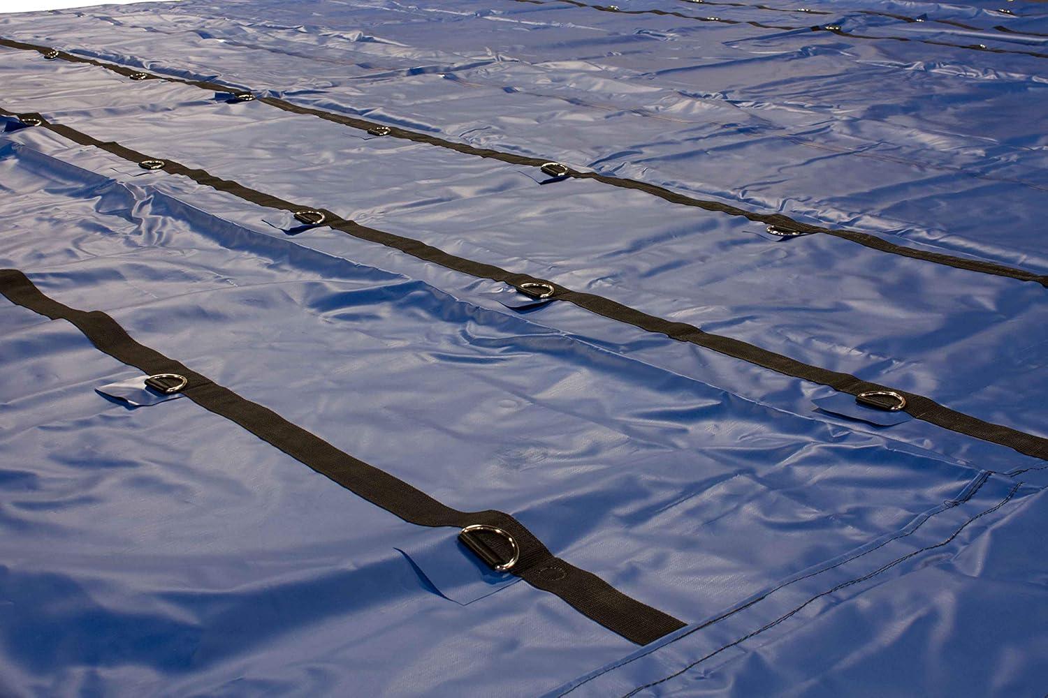 imageMytee Products 16 x 18 Flatbed Truck 18 Oz Steel Tarp with 4 FT Drop ampamp Flap  Black Heavy Duty Vinyl Waterproof Tarp for Trailers to Protect Cargo from Wind Rain Snow and SunBlue