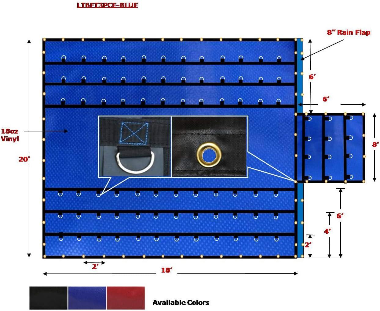 imageMytee Products 16 x 18 Flatbed Truck 18 Oz Steel Tarp with 4 FT Drop ampamp Flap  Black Heavy Duty Vinyl Waterproof Tarp for Trailers to Protect Cargo from Wind Rain Snow and SunBlue