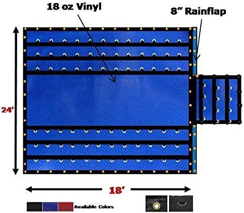 imageMytee Products 16 x 18 Flatbed Truck 18 Oz Steel Tarp with 4 FT Drop ampamp Flap  Black Heavy Duty Vinyl Waterproof Tarp for Trailers to Protect Cargo from Wind Rain Snow and SunBlue