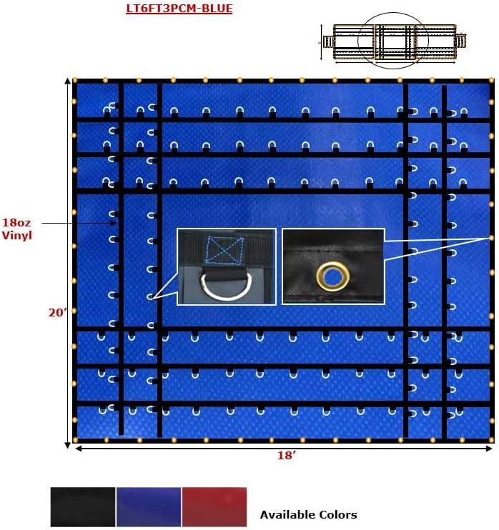 imageMytee Products 16 x 18 Flatbed Truck 18 Oz Steel Tarp with 4 FT Drop ampamp Flap  Black Heavy Duty Vinyl Waterproof Tarp for Trailers to Protect Cargo from Wind Rain Snow and SunBlue