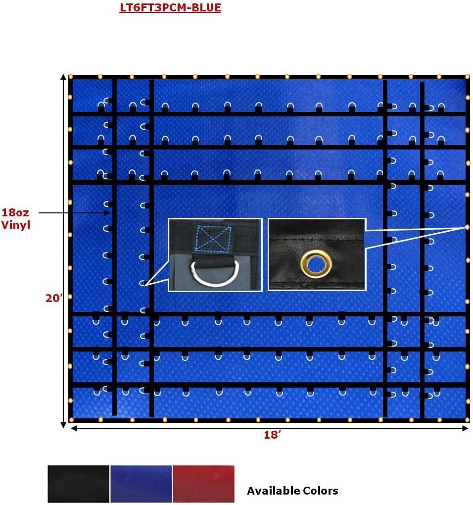 imageMytee Products 16 x 18 Flatbed Truck 18 Oz Steel Tarp with 4 FT Drop ampamp Flap  Black Heavy Duty Vinyl Waterproof Tarp for Trailers to Protect Cargo from Wind Rain Snow and SunBlue