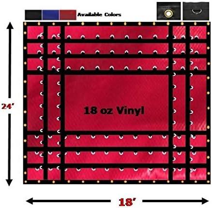 imageMytee Products 16 x 18 Flatbed Truck 18 Oz Steel Tarp with 4 FT Drop ampamp Flap  Black Heavy Duty Vinyl Waterproof Tarp for Trailers to Protect Cargo from Wind Rain Snow and SunRed