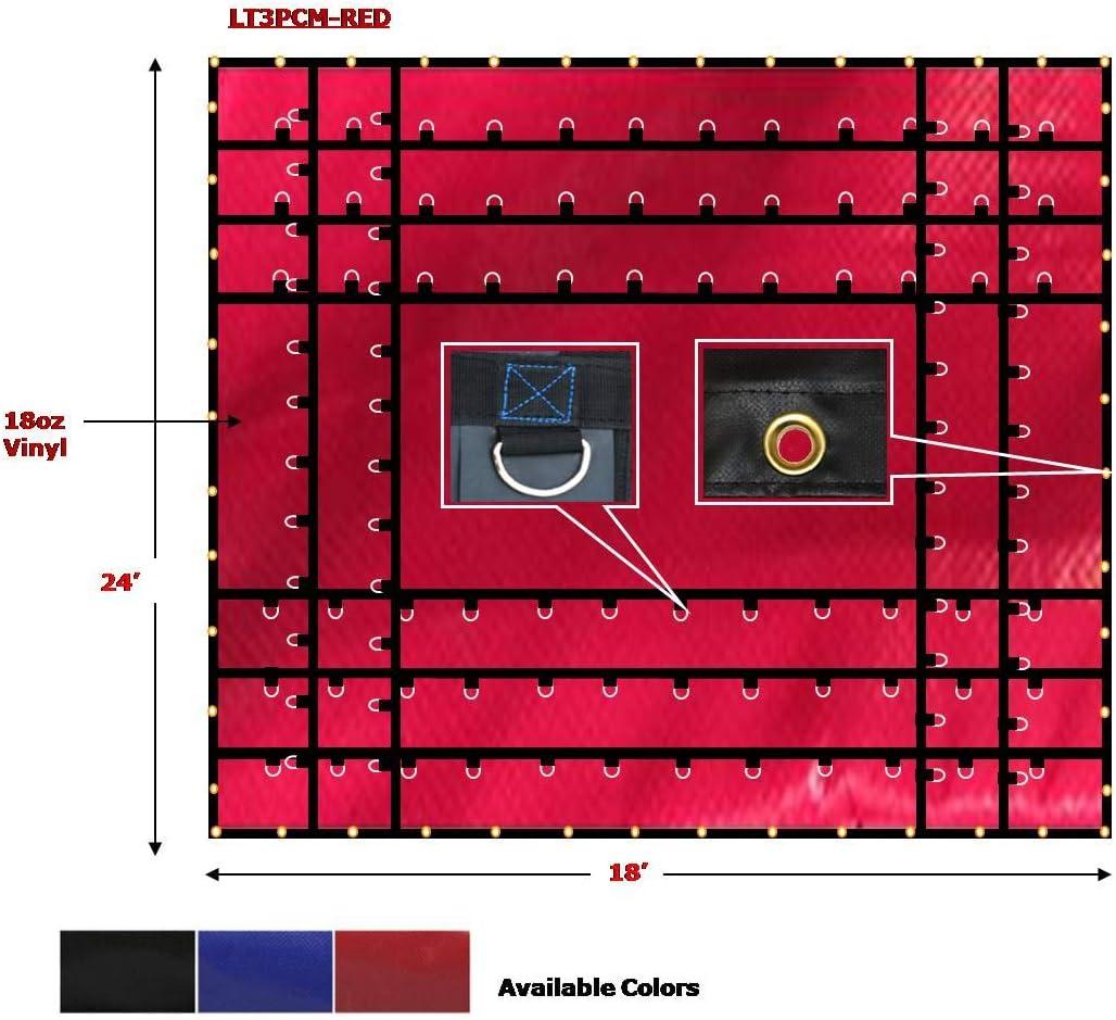 imageMytee Products 16 x 18 Flatbed Truck 18 Oz Steel Tarp with 4 FT Drop ampamp Flap  Black Heavy Duty Vinyl Waterproof Tarp for Trailers to Protect Cargo from Wind Rain Snow and SunRed