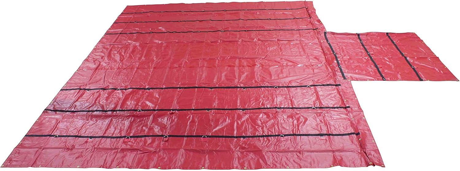 imageMytee Products 16 x 18 Flatbed Truck 18 Oz Steel Tarp with 4 FT Drop ampamp Flap  Black Heavy Duty Vinyl Waterproof Tarp for Trailers to Protect Cargo from Wind Rain Snow and SunRed