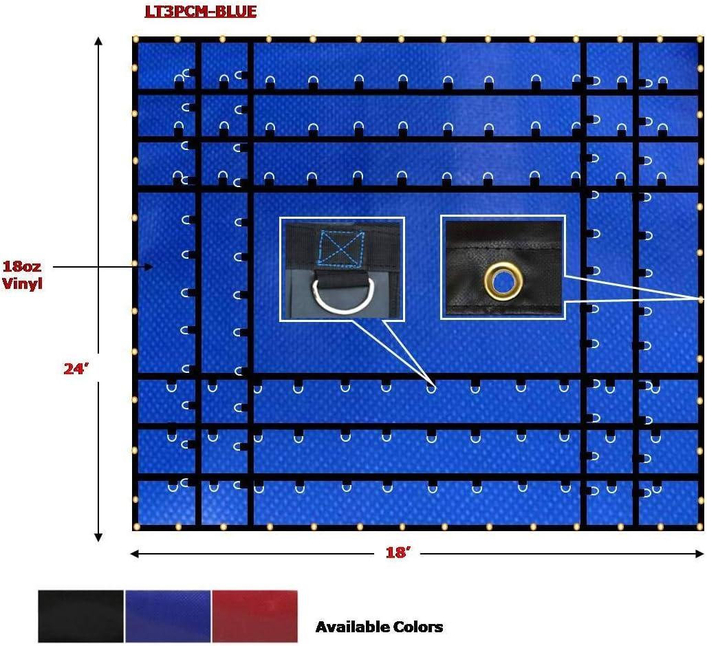 imageMytee Products 16 x 18 Flatbed Truck 18 Oz Steel Tarp with 4 FT Drop ampamp Flap  Black Heavy Duty Vinyl Waterproof Tarp for Trailers to Protect Cargo from Wind Rain Snow and SunBlue