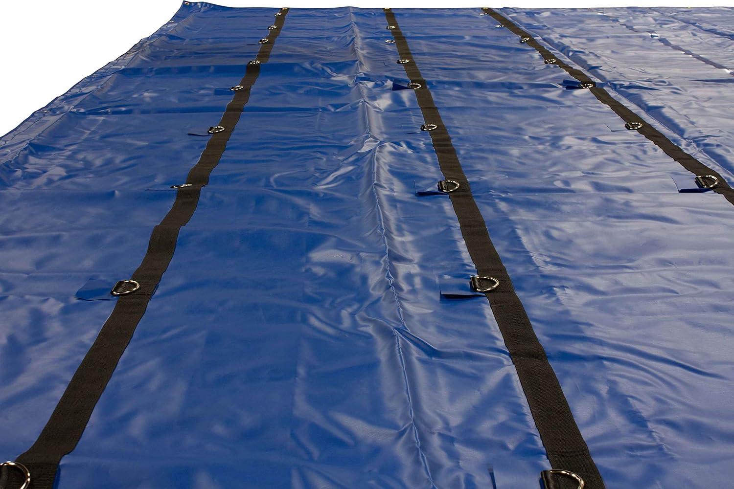 imageMytee Products 16 x 18 Flatbed Truck 18 Oz Steel Tarp with 4 FT Drop ampamp Flap  Black Heavy Duty Vinyl Waterproof Tarp for Trailers to Protect Cargo from Wind Rain Snow and SunBlue