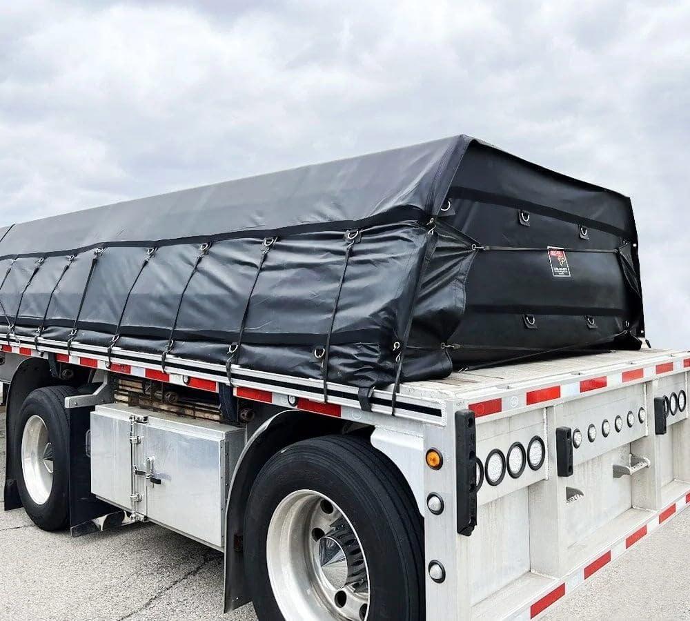 imageMytee Products 16 x 24 Flatbed Truck Tarps Heavy Duty 18oz Steel Tarp  BlackBlack