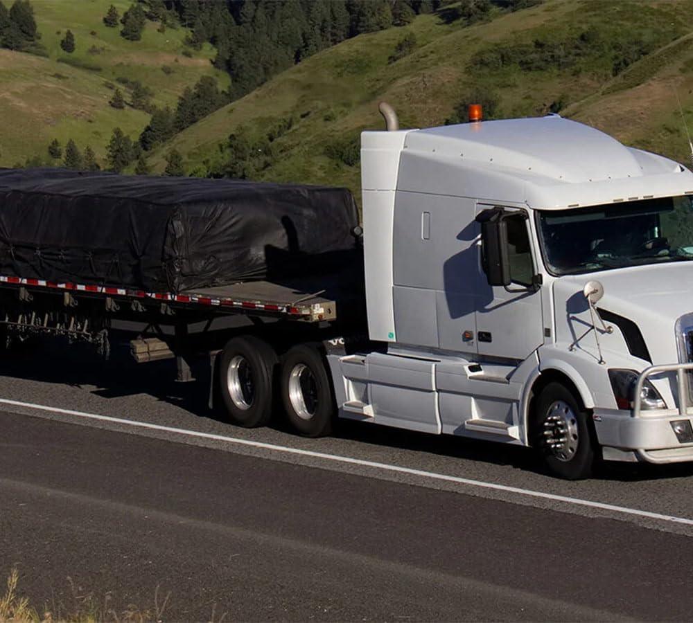 imageMytee Products 16 x 24 Flatbed Truck Tarps Heavy Duty 18oz Steel Tarp  BlackBlack
