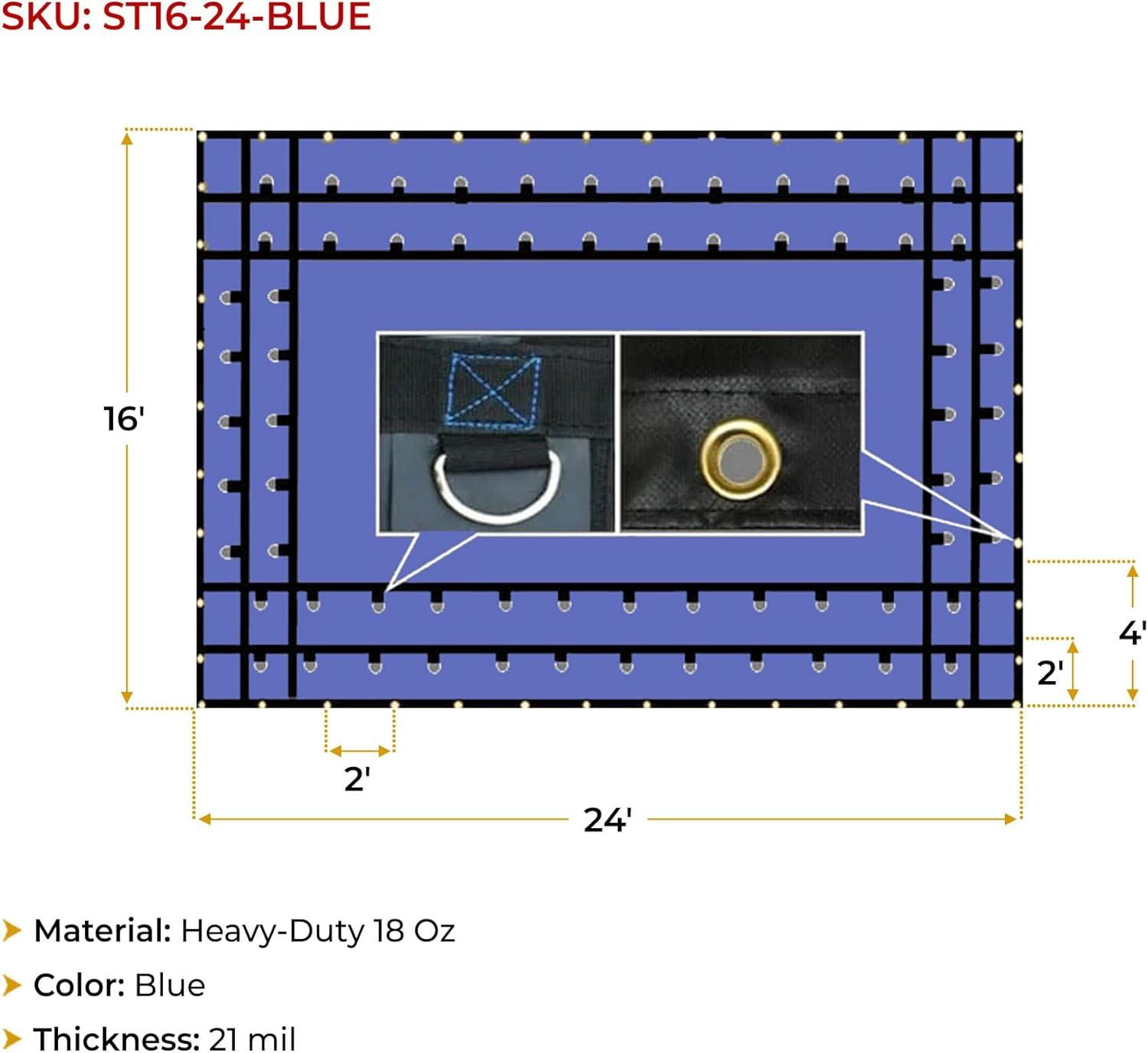 imageMytee Products 16 x 24 Flatbed Truck Tarps Heavy Duty 18oz Steel Tarp  BlackBlue 2 Pack