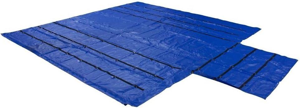 imageMytee Products 16 x 27 Flatbed Truck 14 Oz Superlight Steel Tarp with 4 FT Drop  Black Heavy Duty Vinyl Waterproof Tarp for Trailers to Protect Cargo from Wind Rain Snow and SunBlue