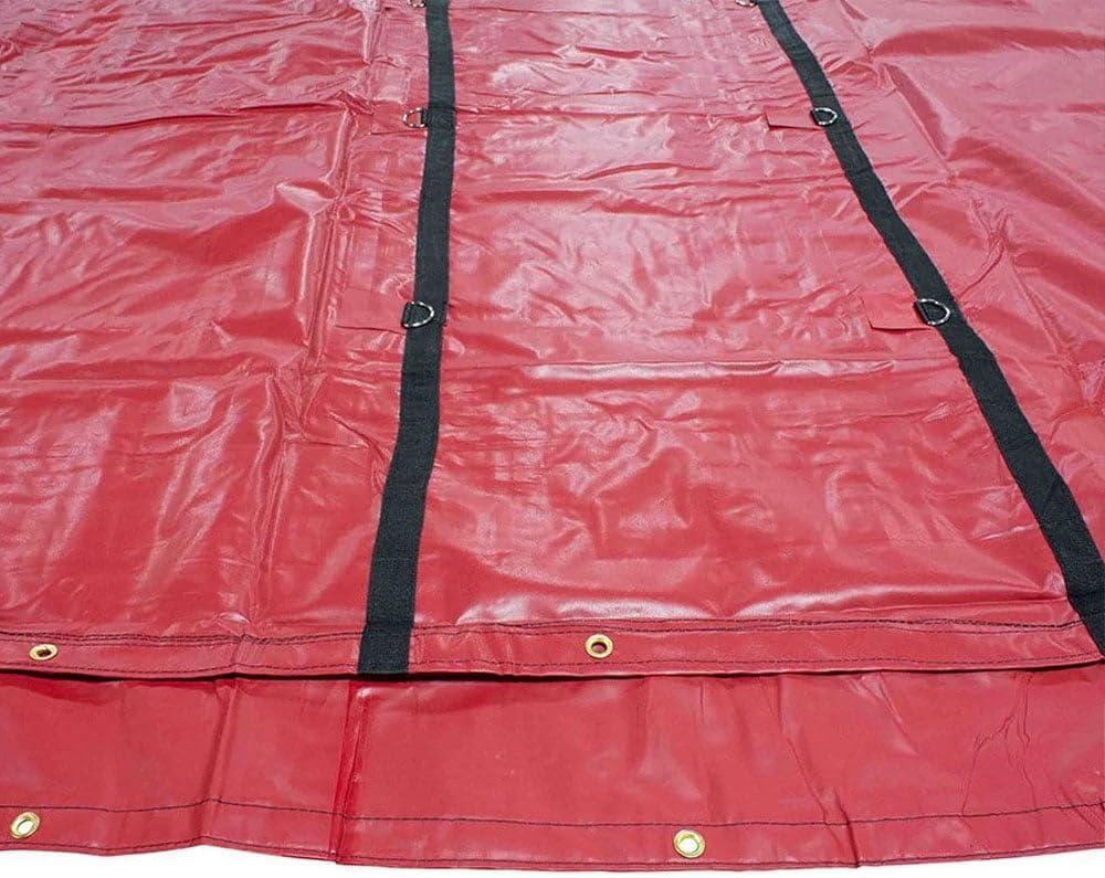 imageMytee Products 16 x 27 Flatbed Truck 14 Oz Superlight Steel Tarp with 4 FT Drop  Black Heavy Duty Vinyl Waterproof Tarp for Trailers to Protect Cargo from Wind Rain Snow and SunRed
