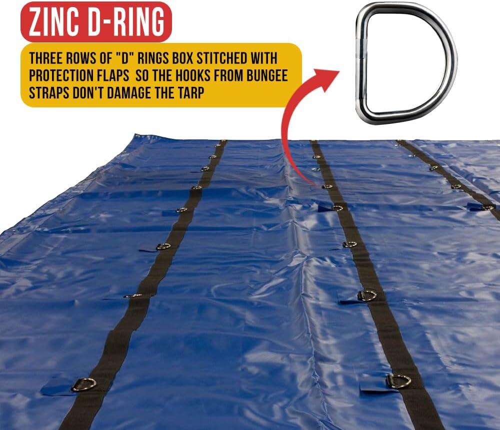 imageMytee Products 16 x 27 Flatbed Truck 14 Oz Superlight Steel Tarp with 4 FT Drop  Black Heavy Duty Vinyl Waterproof Tarp for Trailers to Protect Cargo from Wind Rain Snow and SunBlue