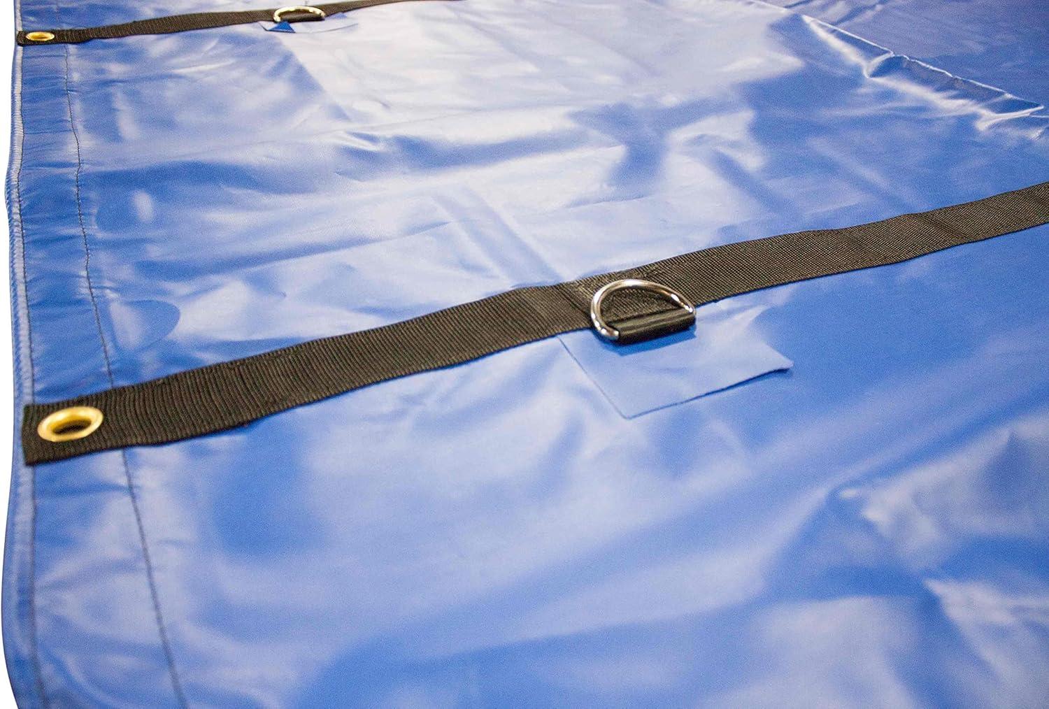 imageMytee Products 16 x 27 Flatbed Truck 14 Oz Superlight Steel Tarp with 4 FT Drop  Black Heavy Duty Vinyl Waterproof Tarp for Trailers to Protect Cargo from Wind Rain Snow and SunBlue