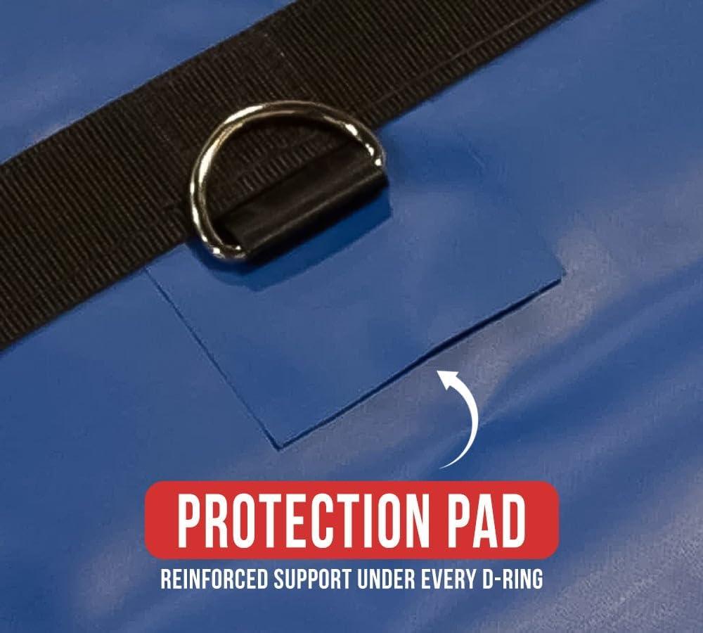 imageMytee Products 16 x 27 Flatbed Truck 14 Oz Superlight Steel Tarp with 4 FT Drop  Black Heavy Duty Vinyl Waterproof Tarp for Trailers to Protect Cargo from Wind Rain Snow and SunBlue