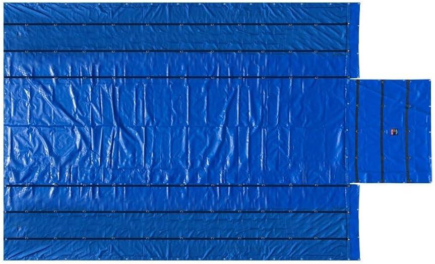 imageMytee Products 16 x 27 Flatbed Truck 14 Oz Superlight Steel Tarp with 4 FT Drop  Black Heavy Duty Vinyl Waterproof Tarp for Trailers to Protect Cargo from Wind Rain Snow and SunBlue