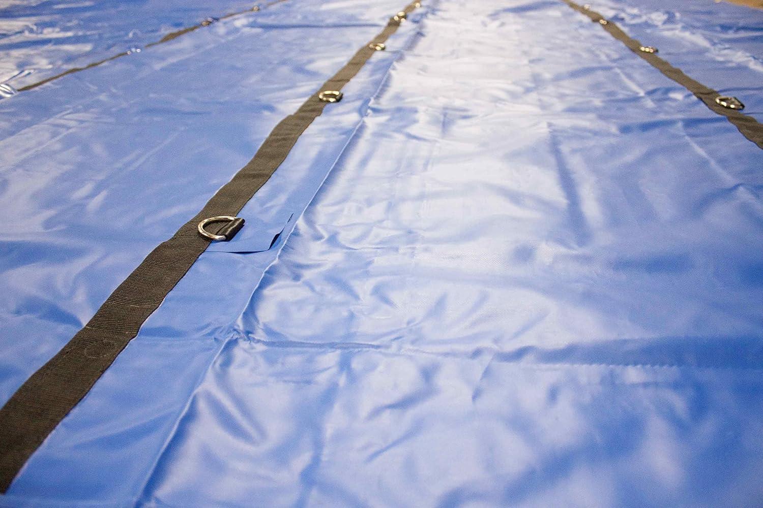 imageMytee Products 16 x 27 Flatbed Truck 14 Oz Superlight Steel Tarp with 4 FT Drop  Black Heavy Duty Vinyl Waterproof Tarp for Trailers to Protect Cargo from Wind Rain Snow and SunBlue