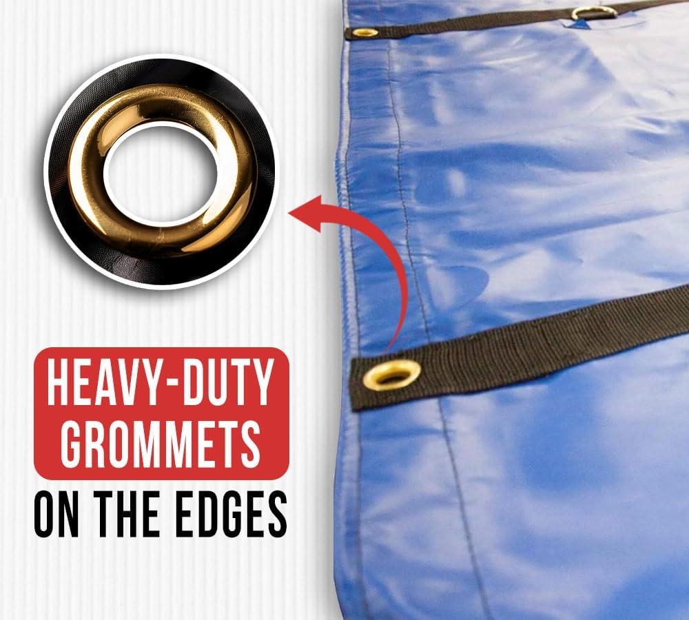 imageMytee Products 16 x 27 Flatbed Truck 14 Oz Superlight Steel Tarp with 4 FT Drop  Black Heavy Duty Vinyl Waterproof Tarp for Trailers to Protect Cargo from Wind Rain Snow and SunBlue