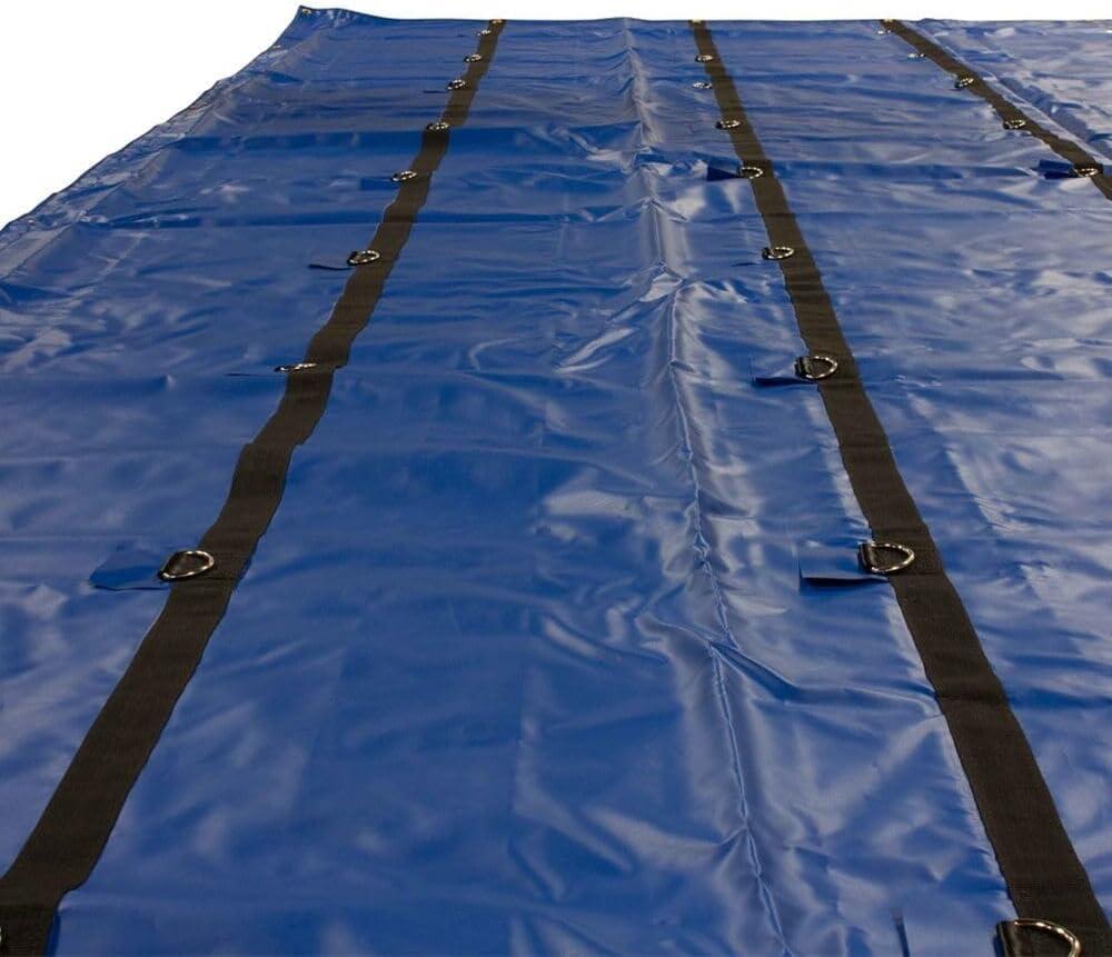 imageMytee Products 16 x 27 Flatbed Truck 14 Oz Superlight Steel Tarp with 4 FT Drop  Black Heavy Duty Vinyl Waterproof Tarp for Trailers to Protect Cargo from Wind Rain Snow and SunBlue