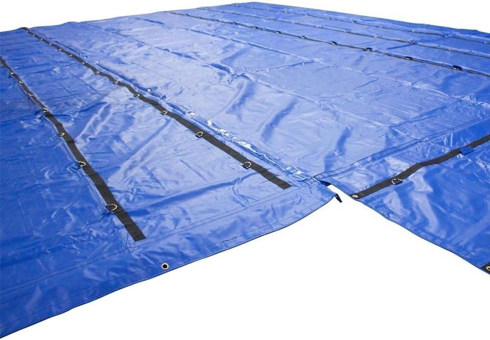 imageMytee Products 16 x 27 Flatbed Truck 14 Oz Superlight Steel Tarp with 4 FT Drop  Black Heavy Duty Vinyl Waterproof Tarp for Trailers to Protect Cargo from Wind Rain Snow and SunBlue