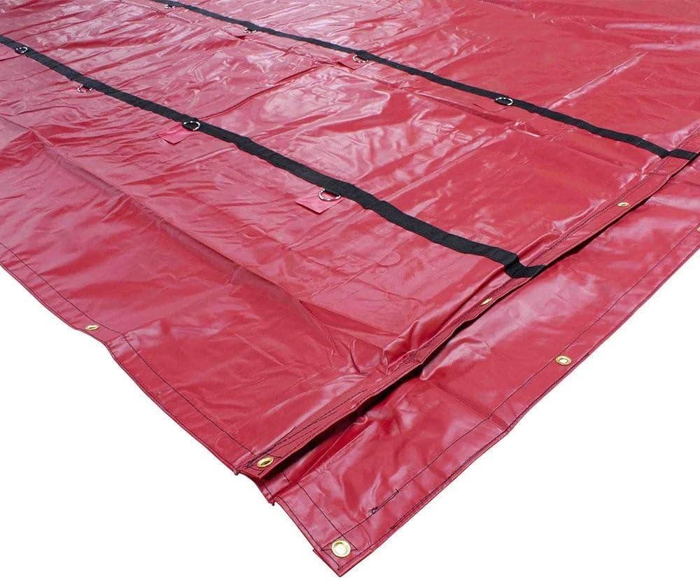 imageMytee Products 16 x 27 Flatbed Truck 14 Oz Superlight Steel Tarp with 4 FT Drop  Black Heavy Duty Vinyl Waterproof Tarp for Trailers to Protect Cargo from Wind Rain Snow and SunRed
