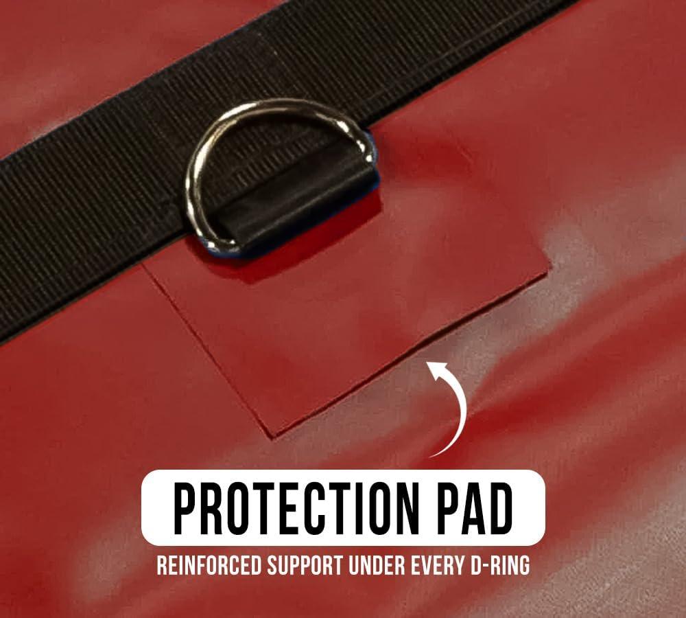 imageMytee Products 16 x 27 Flatbed Truck 14 Oz Superlight Steel Tarp with 4 FT Drop  Black Heavy Duty Vinyl Waterproof Tarp for Trailers to Protect Cargo from Wind Rain Snow and SunRed