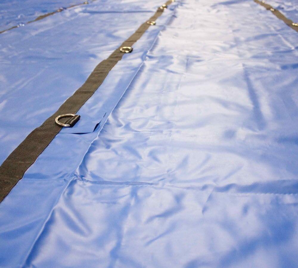 imageMytee Products 16 x 27 Flatbed Truck 14 Oz Superlight Steel Tarp with 4 FT Drop  Black Heavy Duty Vinyl Waterproof Tarp for Trailers to Protect Cargo from Wind Rain Snow and SunBlue