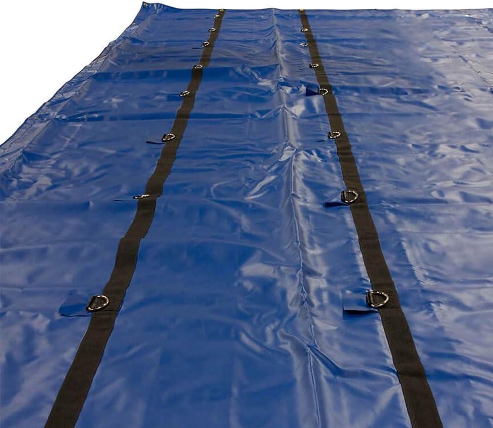 imageMytee Products 16 x 27 Flatbed Truck 14 Oz Superlight Steel Tarp with 4 FT Drop  Black Heavy Duty Vinyl Waterproof Tarp for Trailers to Protect Cargo from Wind Rain Snow and SunBlue