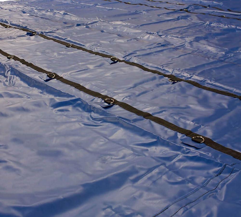 imageMytee Products 16 x 27 Flatbed Truck 14 Oz Superlight Steel Tarp with 4 FT Drop  Black Heavy Duty Vinyl Waterproof Tarp for Trailers to Protect Cargo from Wind Rain Snow and SunBlue