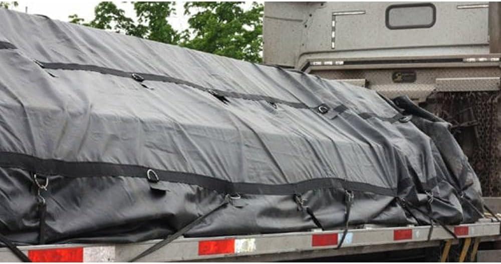 imageMytee Products 16 x 27 Flatbed Truck 14 Oz Superlight Steel Tarp with 4 FT Drop  Black Heavy Duty Vinyl Waterproof Tarp for Trailers to Protect Cargo from Wind Rain Snow and SunBlue