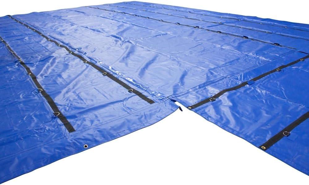 imageMytee Products 16 x 27 Flatbed Truck 14 Oz Superlight Steel Tarp with 4 FT Drop  Black Heavy Duty Vinyl Waterproof Tarp for Trailers to Protect Cargo from Wind Rain Snow and SunBlue