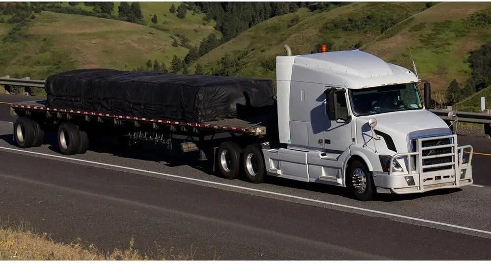 imageMytee Products 16 x 27 Flatbed Truck 18 Oz Steel Tarp with 4 FT Drop ampamp Flap  Black Heavy Duty Vinyl Waterproof Tarp for Trailers to Protect Cargo from Wind Rain Snow and SunGreen