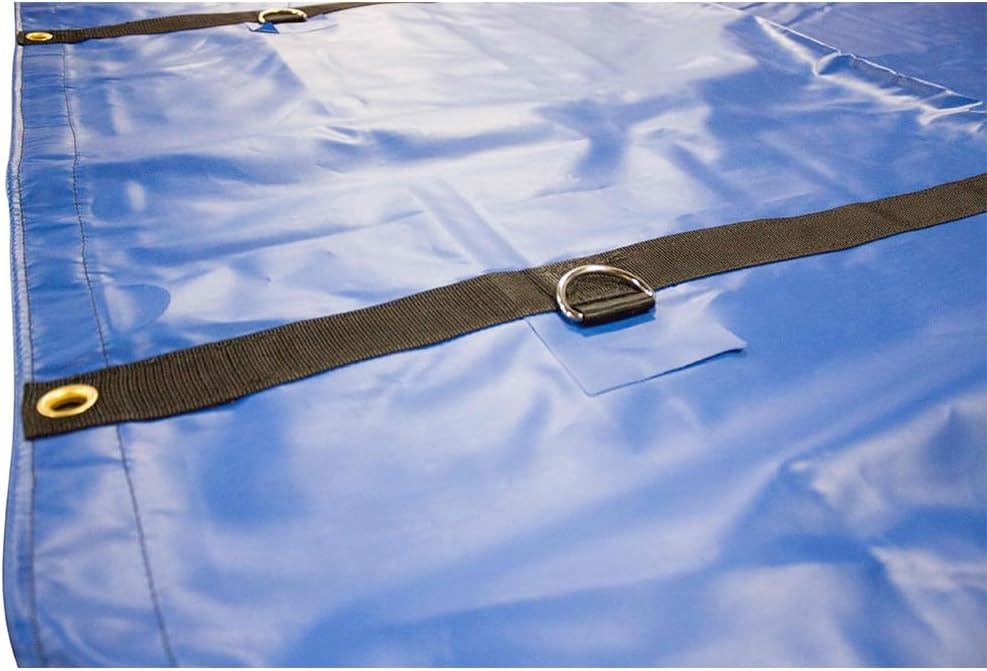 imageMytee Products 16 x 27 Flatbed Truck 18 Oz Steel Tarp with 4 FT Drop ampamp Flap  Black Heavy Duty Vinyl Waterproof Tarp for Trailers to Protect Cargo from Wind Rain Snow and SunBlue