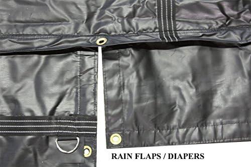 imageMytee Products 16 x 27 Flatbed Truck 18 Oz Steel Tarp with 4 FT Drop ampamp Flap  Black Heavy Duty Vinyl Waterproof Tarp for Trailers to Protect Cargo from Wind Rain Snow and SunRed