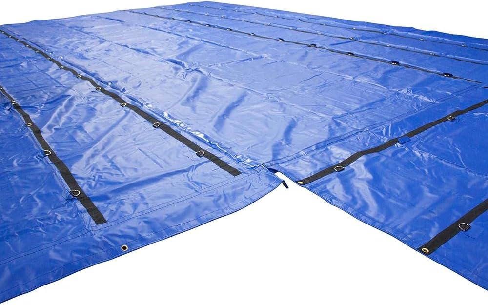 imageMytee Products 16 x 27 Flatbed Truck 18 Oz Steel Tarp with 4 FT Drop ampamp Flap  Black Heavy Duty Vinyl Waterproof Tarp for Trailers to Protect Cargo from Wind Rain Snow and SunBlue