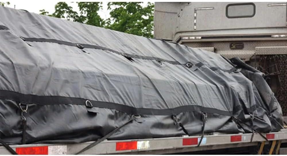 imageMytee Products 16 x 27 Flatbed Truck 18 Oz Steel Tarp with 4 FT Drop ampamp Flap  Black Heavy Duty Vinyl Waterproof Tarp for Trailers to Protect Cargo from Wind Rain Snow and SunGreen