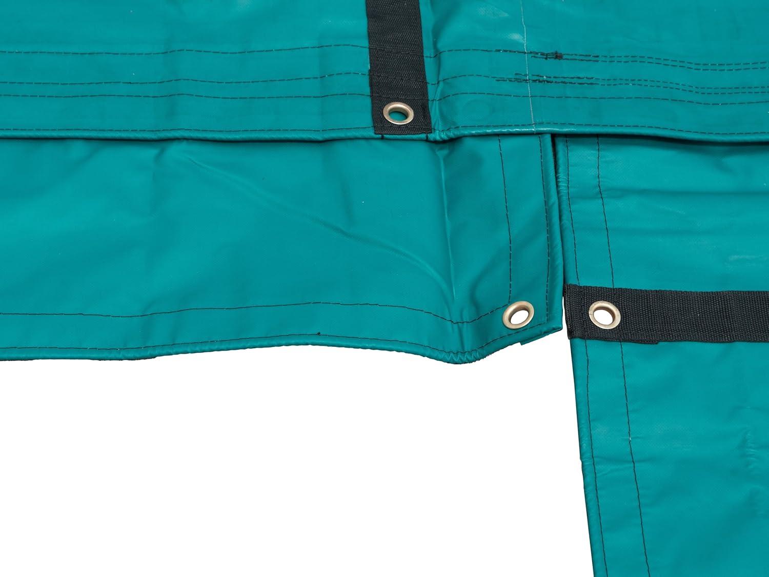 imageMytee Products 16 x 27 Flatbed Truck 18 Oz Steel Tarp with 4 FT Drop ampamp Flap  Black Heavy Duty Vinyl Waterproof Tarp for Trailers to Protect Cargo from Wind Rain Snow and SunGreen