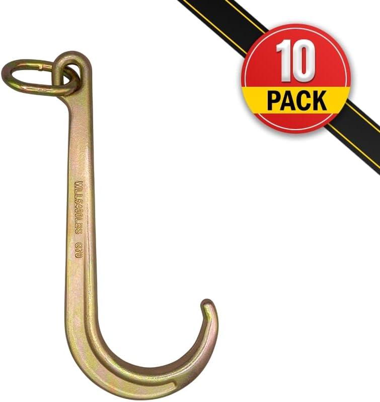 imageMytee Products 2 Pack 15quot Inch J Hook Heavy Duty Grade G70 Tow Axle Strap Wrecker Roll Back Clevis 540010  Pack
