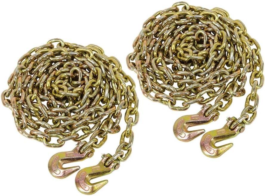 imageMytee Products 2 Pack 38quot x 16 Grade 70 Transport Binder Chain  Made in USA with G70 Grab Hooks  Tow Transport Binder Chain  6600 Lbs WLL38 x 20