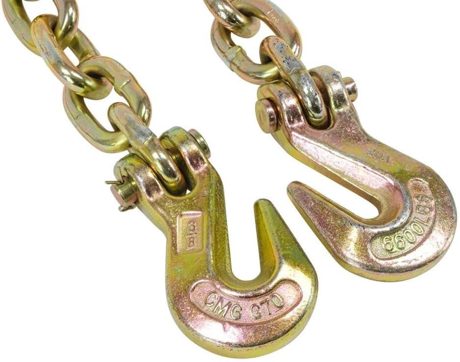 imageMytee Products 2 Pack 38quot x 16 Grade 70 Transport Binder Chain  Made in USA with G70 Grab Hooks  Tow Transport Binder Chain  6600 Lbs WLL38 x 20