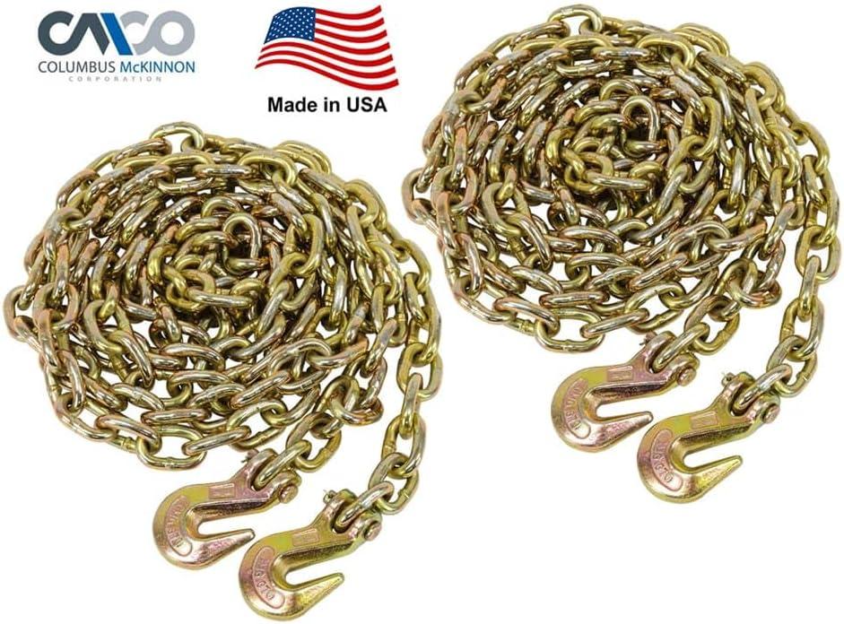 imageMytee Products 2 Pack 38quot x 16 Grade 70 Transport Binder Chain  Made in USA with G70 Grab Hooks  Tow Transport Binder Chain  6600 Lbs WLL38 x 20