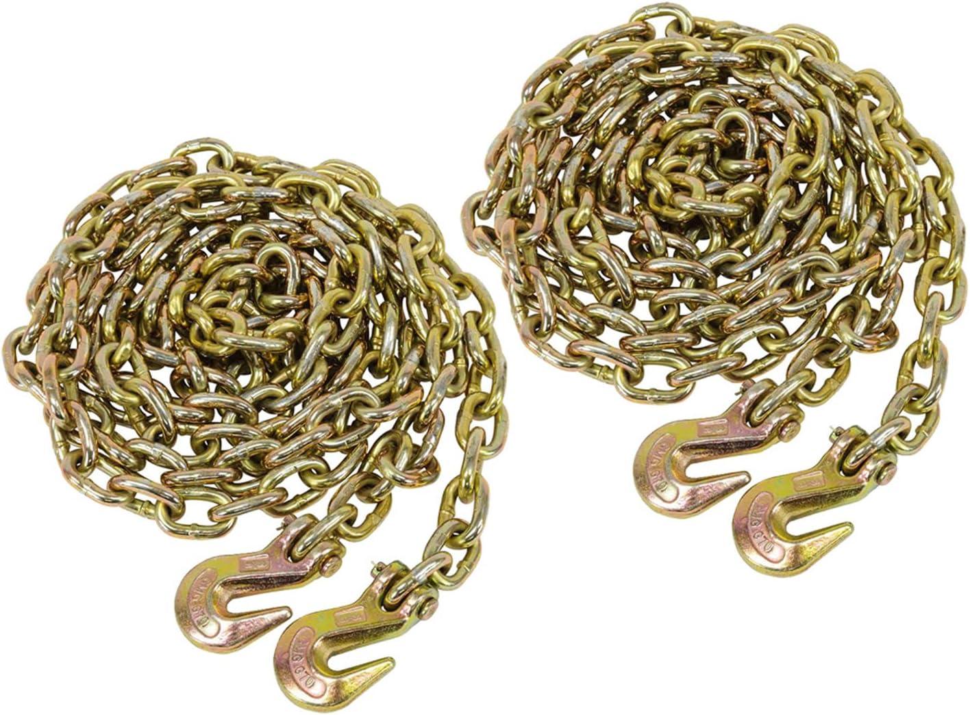 imageMytee Products 2 Pack 38quot x 16 Grade 70 Transport Binder Chain  Made in USA with G70 Grab Hooks  Tow Transport Binder Chain  6600 Lbs WLL38 x 20