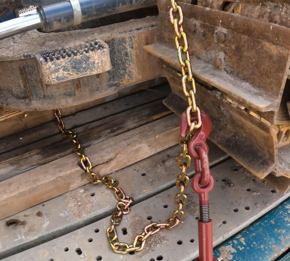 imageMytee Products 2 Pack 38quot x 16 Grade 70 Transport Binder Chain  Made in USA with G70 Grab Hooks  Tow Transport Binder Chain  6600 Lbs WLL38 x 20